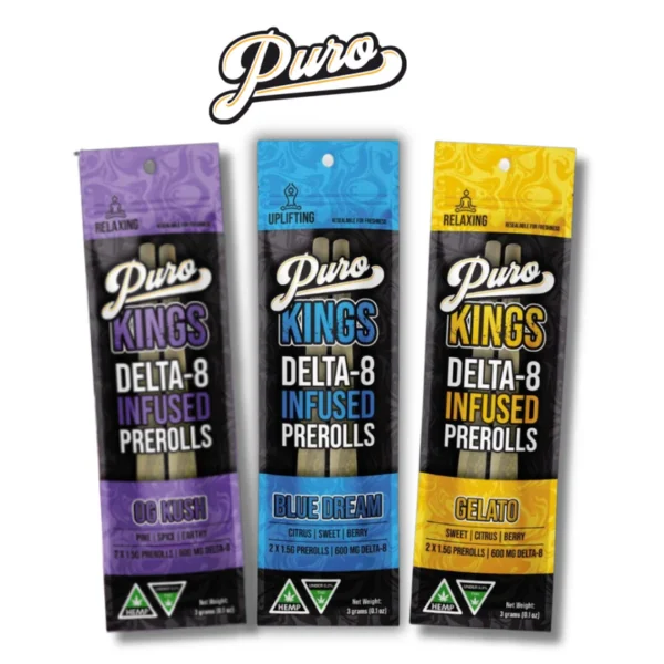 Puro Exotics Kings Delta-8 Infused Prerolls 3g | 2 pack